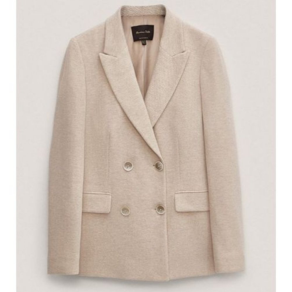 NWT Womens Massimo Dutti Cotton Herringbone Blazer Size 8